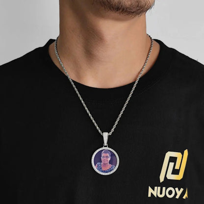 Custom Photo Pendant Necklace - VVS Moissanite 925 Silver Picture Frame - EverHype