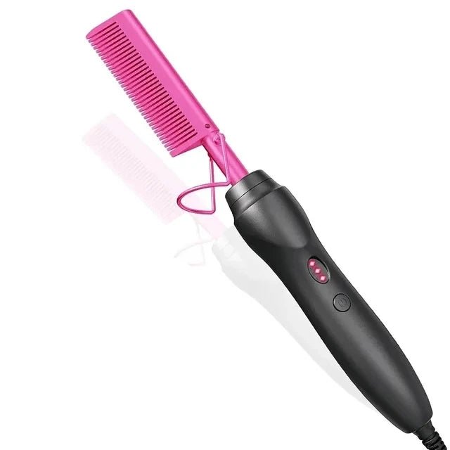 Pink Hot Comb - Electric Hair Straightening Iron for Wet & Dry Hair - EverHype