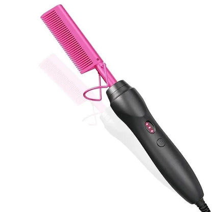 Pink Hot Comb - Electric Hair Straightening Iron for Wet & Dry Hair - EverHype