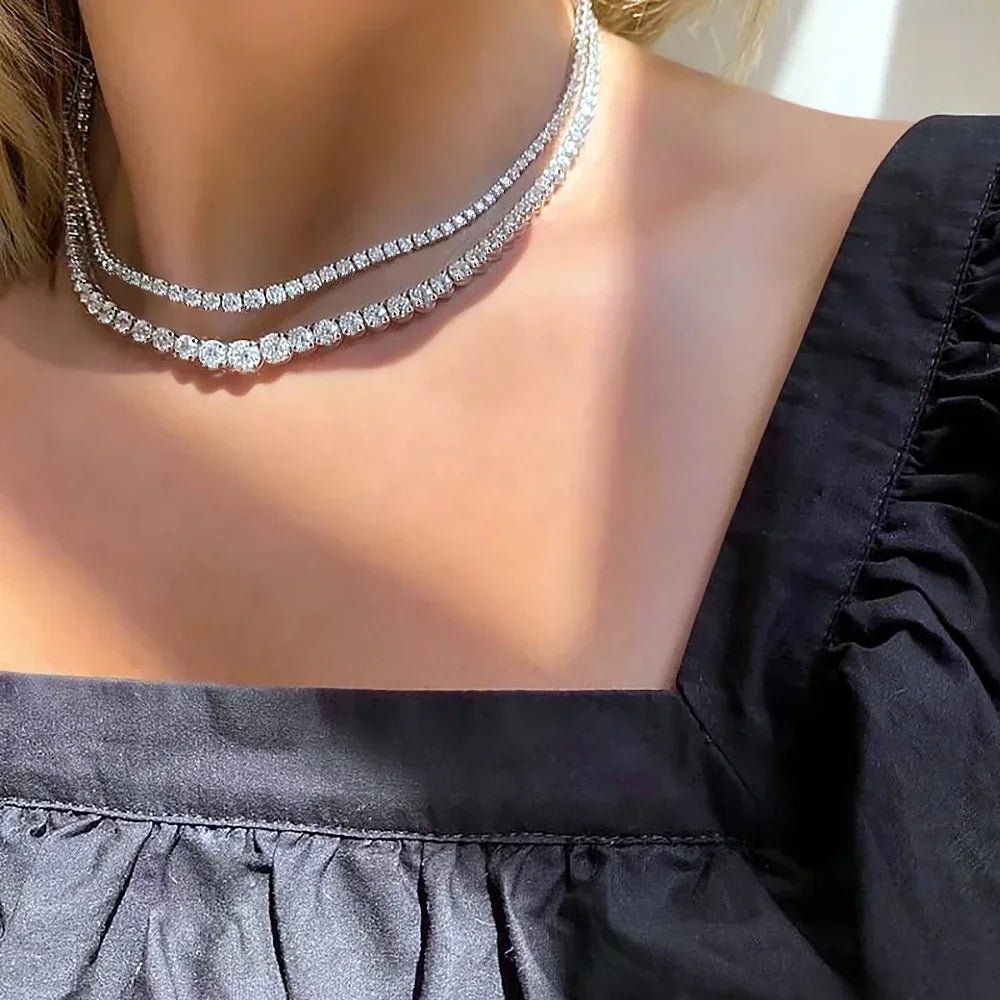 Moissanite Tennis Necklace - 925 Sterling Silver with Certificate - EverHype