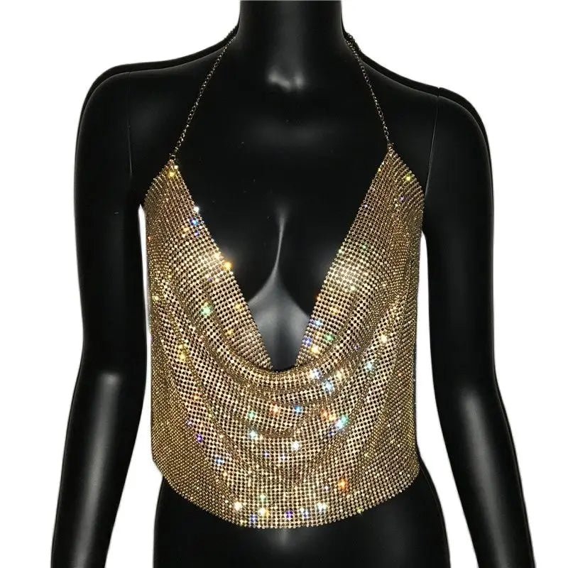 Festival Rhinestone Backless Crop Top - Glitter Party Tank | EverHype 2026 - EverHype
