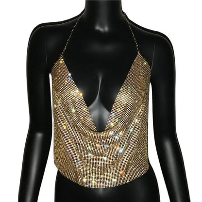 Festival Rhinestone Backless Crop Top - Glitter Party Tank | EverHype 2026 - EverHype