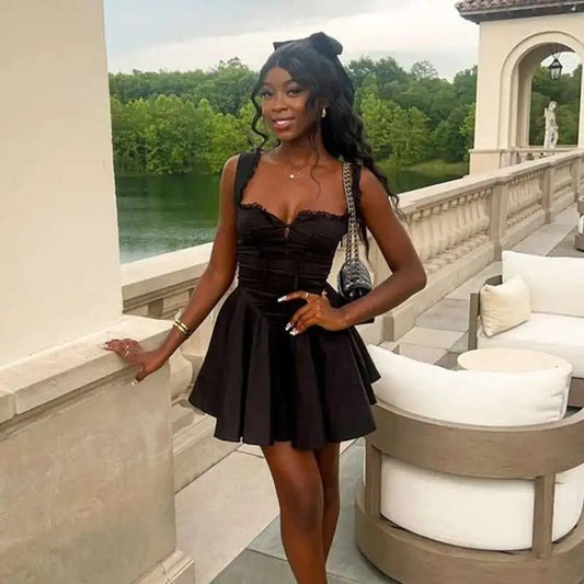 Avrilyaan Bandage V Neck Sexy A - line Dress Women 2024 Elegant Evening Party Dress Backless Bodycon Mini Summer Dress Vestidos - EverHype