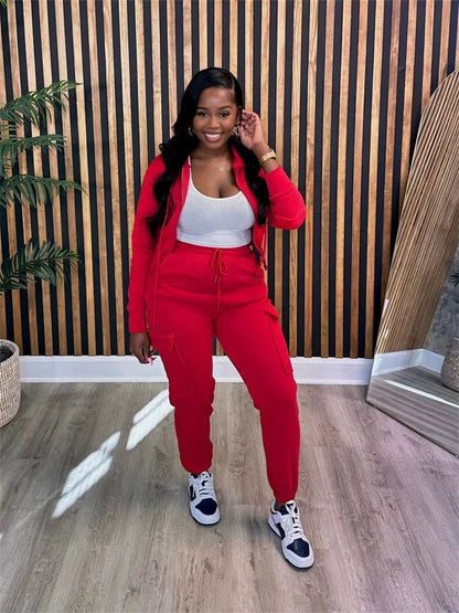 Women's 2 - Piece Sport Tracksuit - Matching Casual Top & Pants Set | Fall Outfit - EverHype