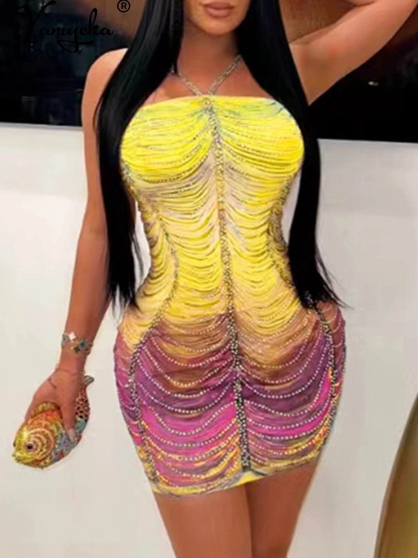 Backless Rhinestone Mini Dress - Luxury Bodycon Club Party Dress | EverHype 2026 - EverHype