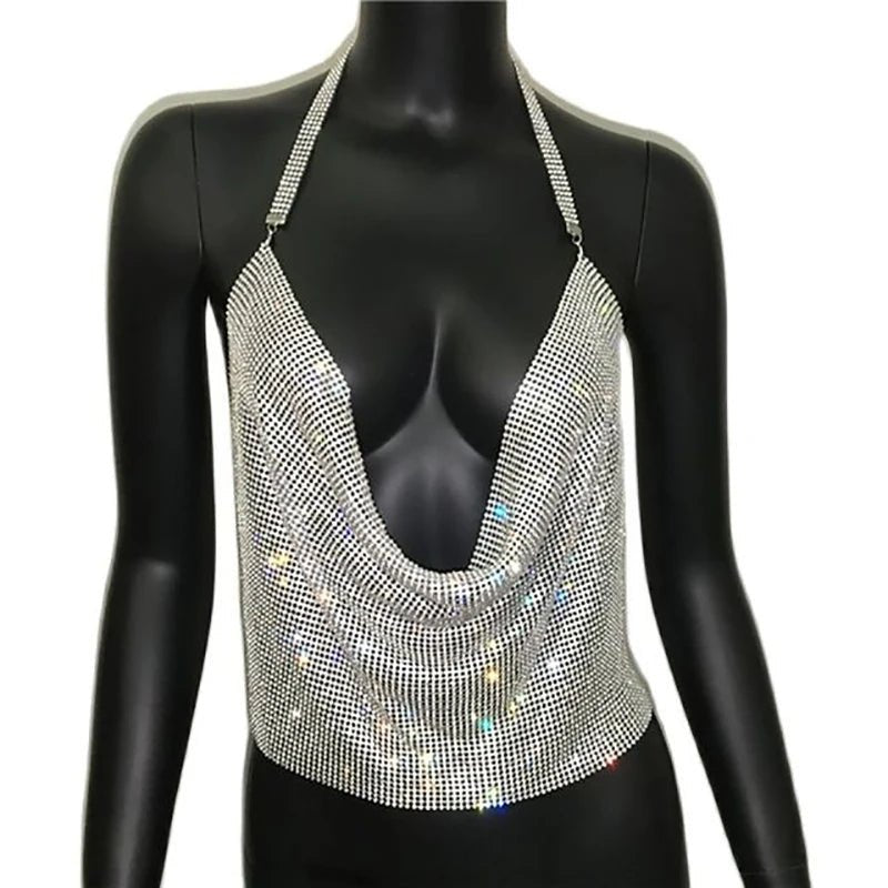 Festival Rhinestone Backless Crop Top - Glitter Party Tank | EverHype 2026 - EverHype