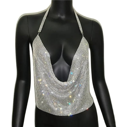 Festival Rhinestone Backless Crop Top - Glitter Party Tank | EverHype 2026 - EverHype