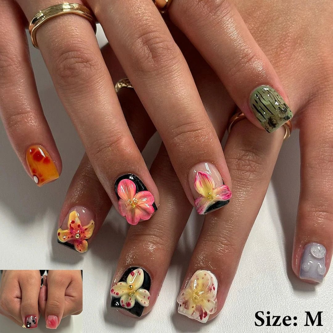 Summer Nails Shell 3D Jelly Spring Flowers Gel Nail Art Vacation Holiday Trendy Flower Almond French Tip Handmade Press on Nails - EverHype