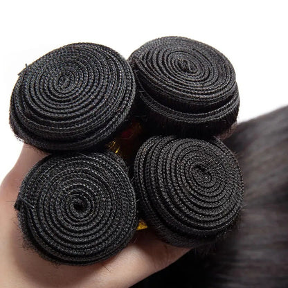 Bone Straight Human Hair Bundles With Frontal Closure 30 32 Inch Virgin Hair Weave Bundles With Closure Remy Hair Extensions - EverHype