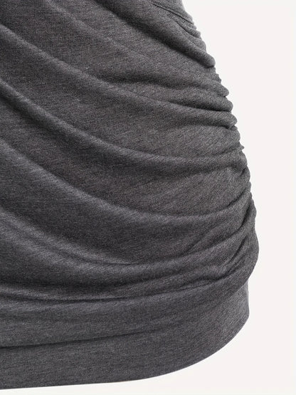 European and American new hit fashion women's pleated chain embellished V - neck plus - size T-shirt top - EverHype