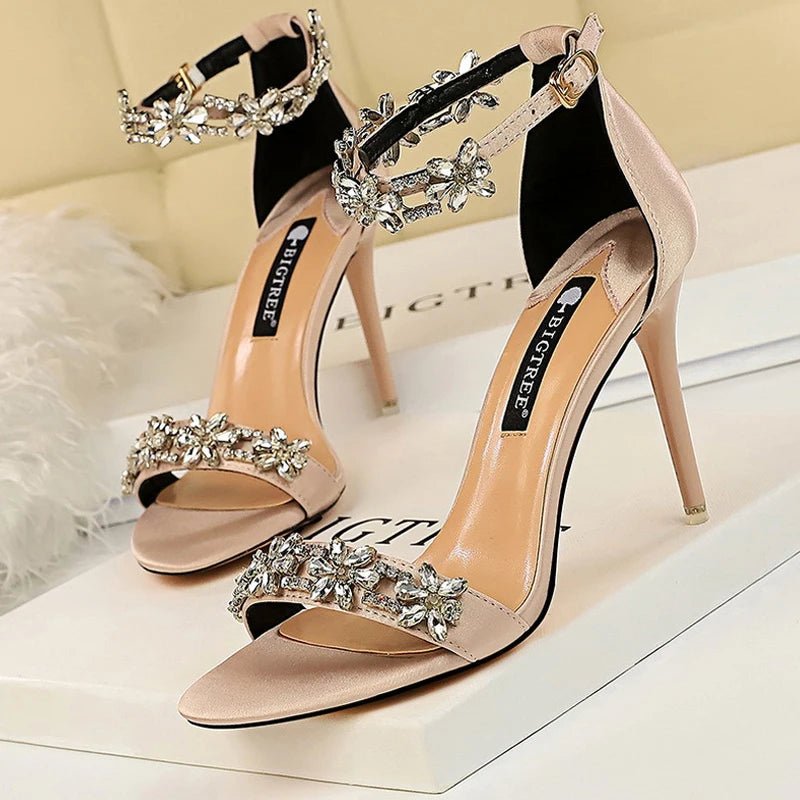 BIGTREE Shoes Open Toe Rhinestones Sandals Women 2026 New Designer Sexy High Heels Sandals Female Shoes Summer Heeled Sandals - EverHype