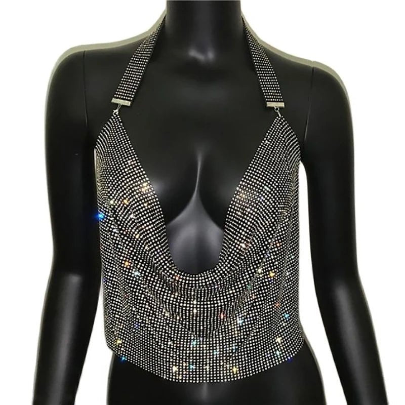 Festival Rhinestone Backless Crop Top - Glitter Party Tank | EverHype 2026 - EverHype