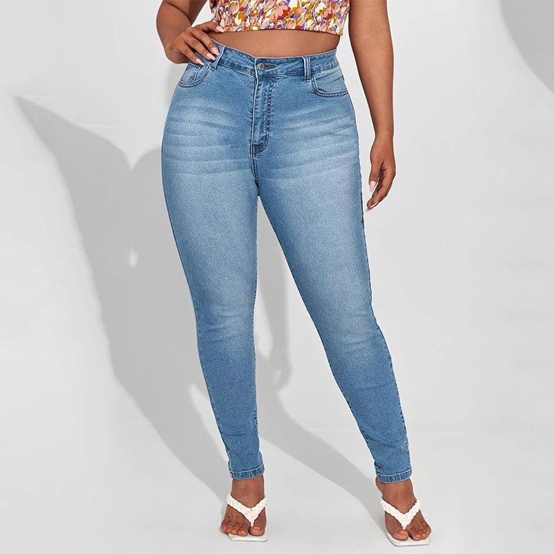 Plus Size Skinny Jeans For Women High Waist Stretch Denim Trousers Mom Jeans Pencil Pants Casual Comfort Trousers Oversize - EverHype