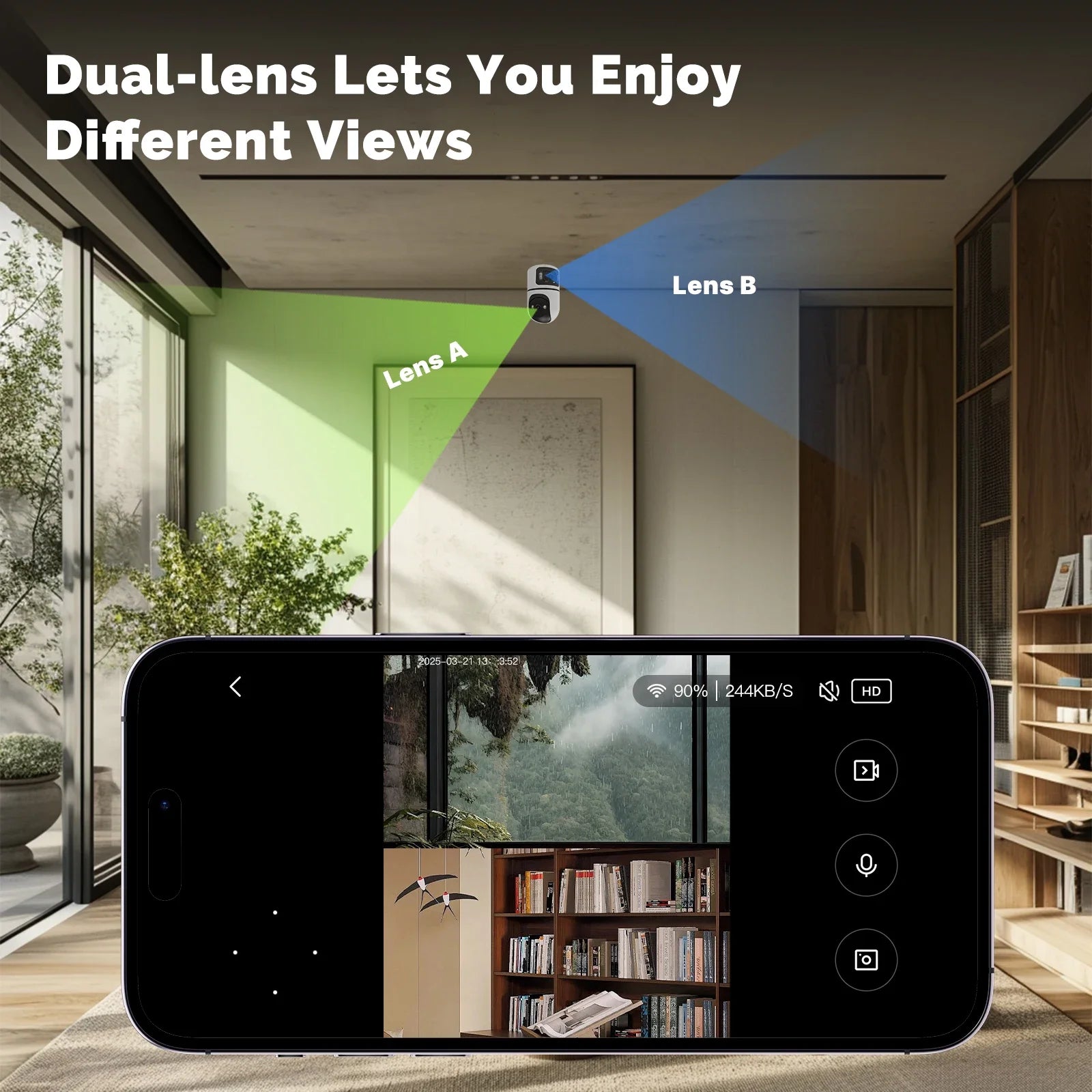 Moes Tuya WiFi Indoor Smart Camera 8MP Dual Screen Lens 2.4G/5G Infrared Night Vision Motion Detection Auto Track Two - Way Audio - EverHype