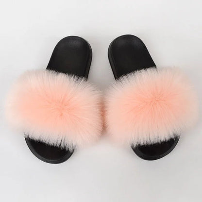 Luxury Fluffy Fur Slippers - Women's Indoor Warm Plush Slides - EverHype
