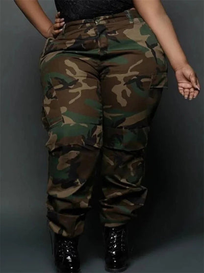 Plus Size Camo Cargo Pants - Women's Casual Loose Joggers | Streetwear Fashion - EverHype