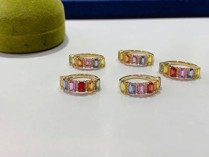 18K Yellow Gold Sapphire Ring - Natural Diamond & Sapphire for Women - EverHype