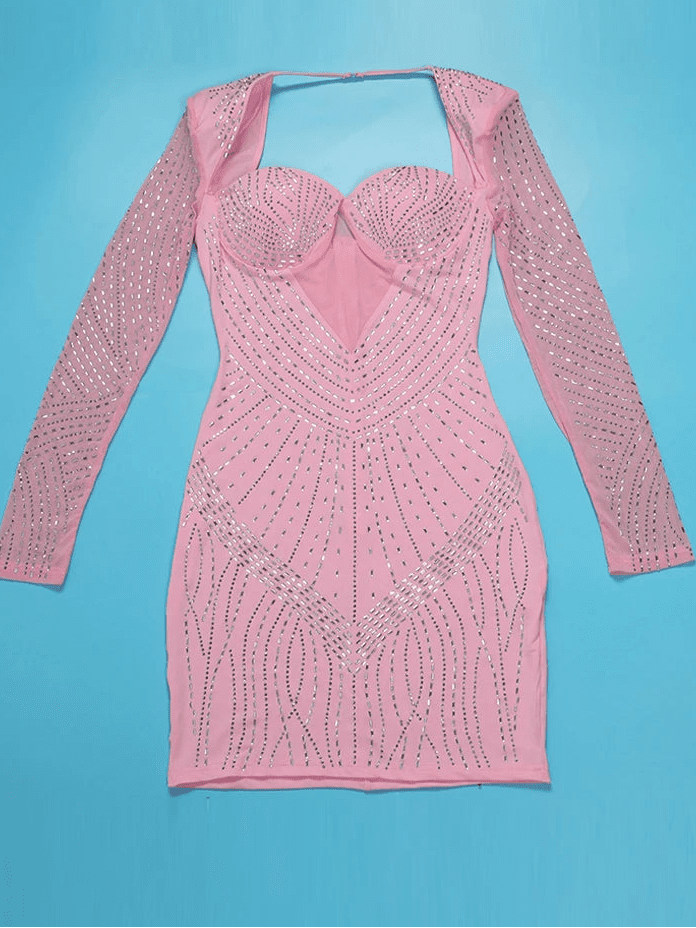 Sparkly Rhinestone Bodycon Dress - Sexy Glitter Mini Dress for Women - EverHype