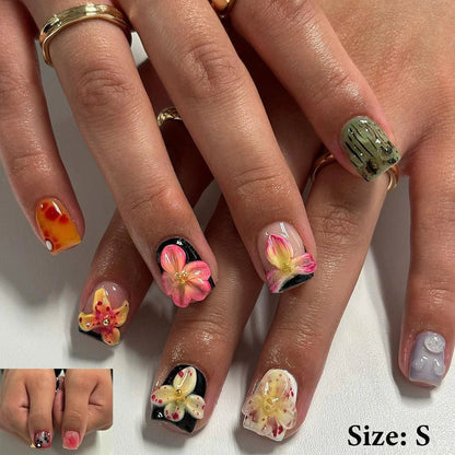 Summer Nails Shell 3D Jelly Spring Flowers Gel Nail Art Vacation Holiday Trendy Flower Almond French Tip Handmade Press on Nails - EverHype