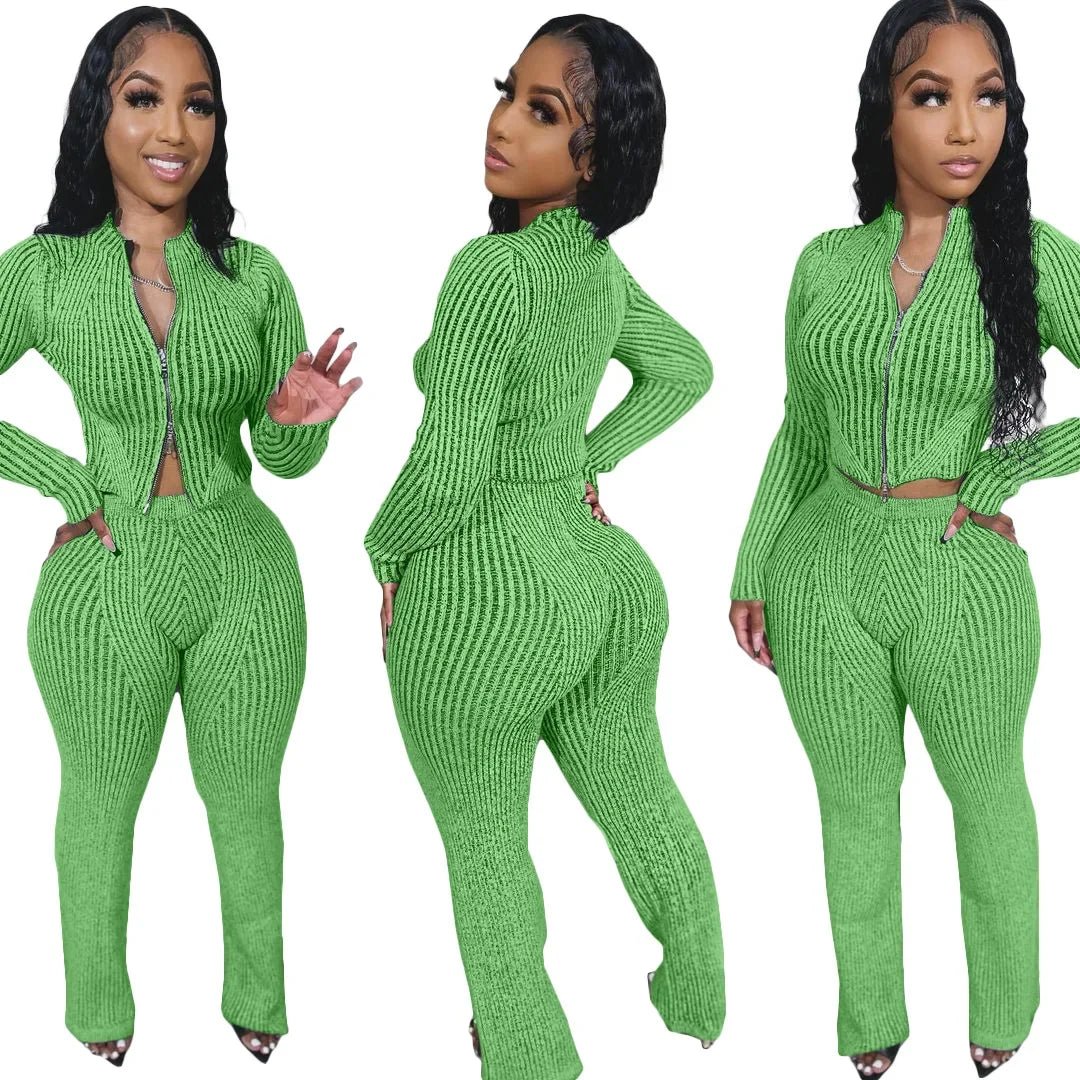Knit Crop Top & Flare Pants Set - Casual 2 - Piece Outfit | EverHype 2026 - EverHype