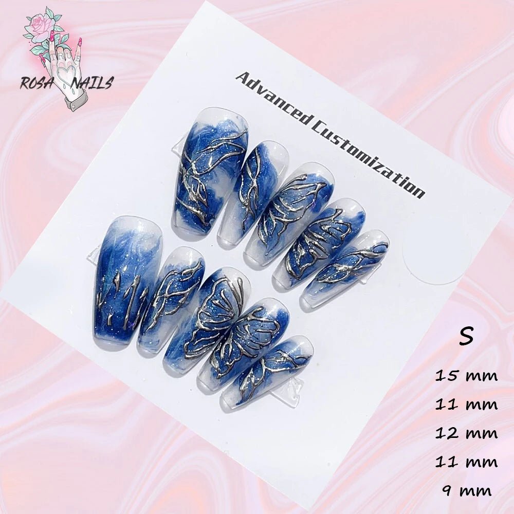 Fake Nails y2k Rainbow Discoloration Effect Handmade Tips Shine Chameleon Flakes Hologram Mirror Manicure Gothic Press on Nails - EverHype