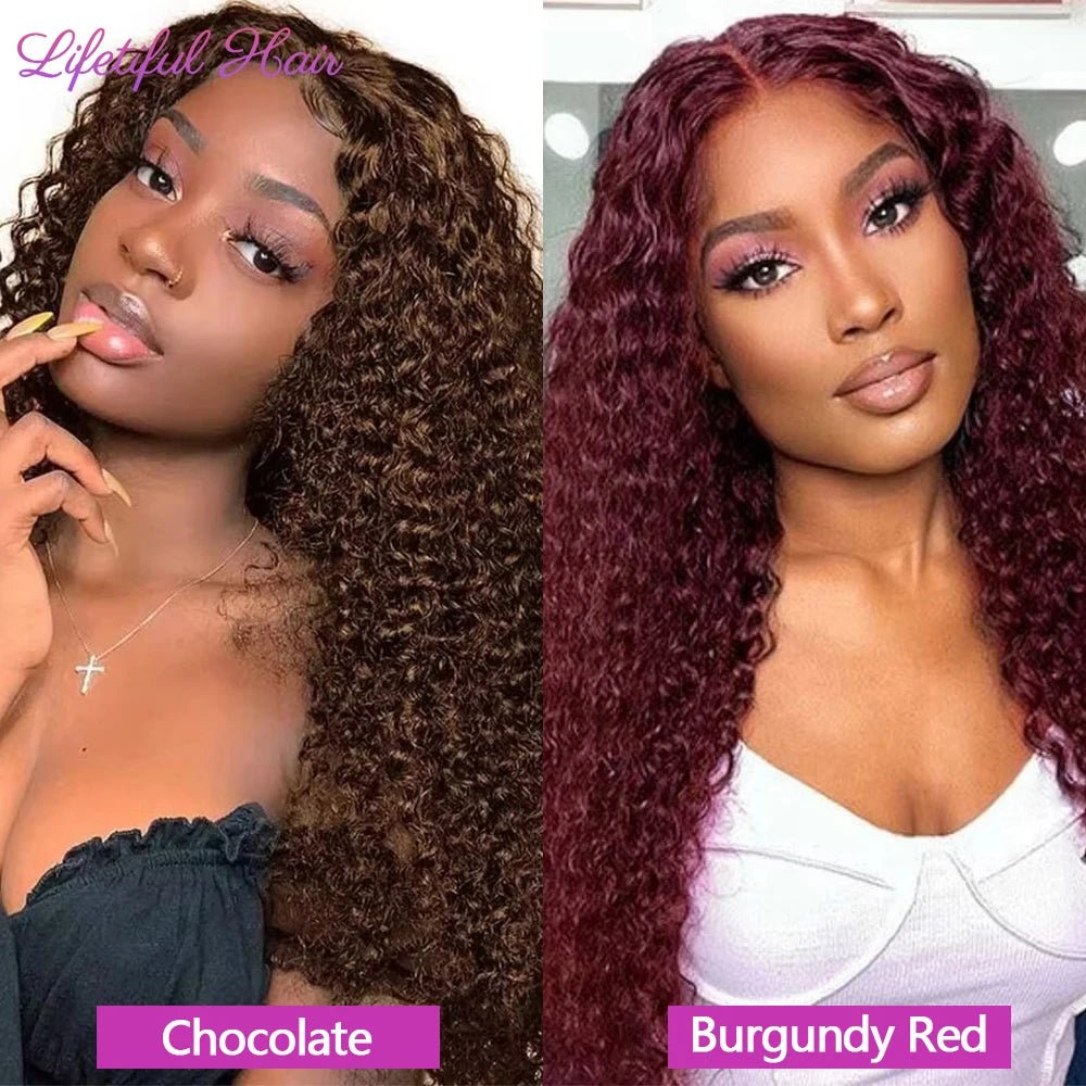 30 Inch Chocolate Brown Lace Front Wigs Human Hair Brazilian Water Wave Ginger Burgundy 13x6 HD Lace Frontal Human Hair Wig - EverHype