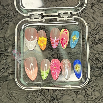 Summer Nails Shell 3D Jelly Spring Flowers Gel Nail Art Vacation Holiday Trendy Flower Almond French Tip Handmade Press on Nails - EverHype