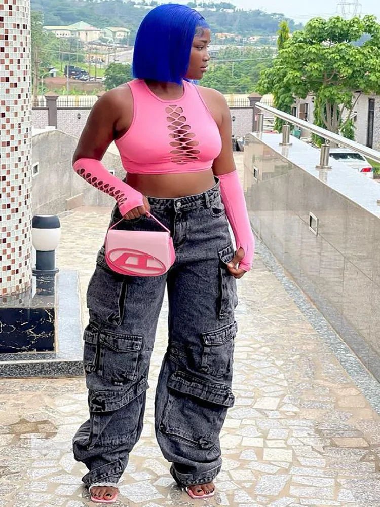 Wmstar Jeans Women Denim Bottom Boy Friend Straight Cargo Pants High Waist Korean New Fashion Streetwear Wholesale Dropshipping - EverHype