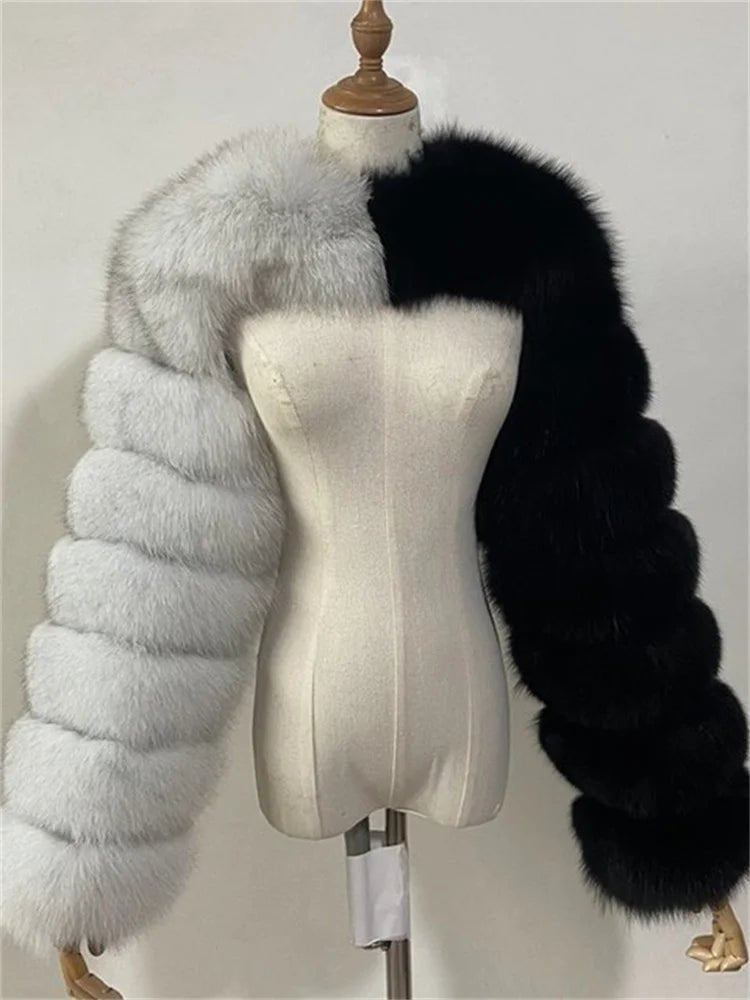Faux Fur Jacket - Cropped Long Sleeve Coat for Women | Winter Warm Clothes - EverHype