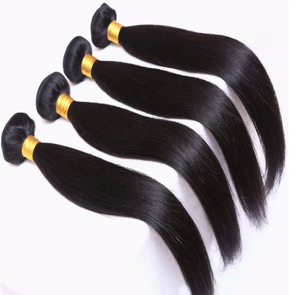30 Inch Long Bundles Straight Human Hair 1/3/4 Pcs Bone Straight Hair Weave Double Weft 100% Remy Raw Hair Extensions Natural - EverHype