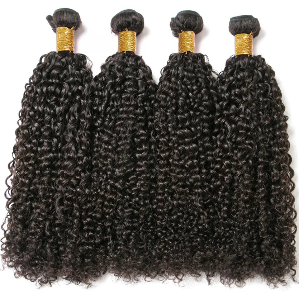 15A Malaysian Kinky Curly Bundles With Frontal Wet and Wavy Water Wave Human Hair Bundles With Closure Natural Virgin Human Hair - EverHype