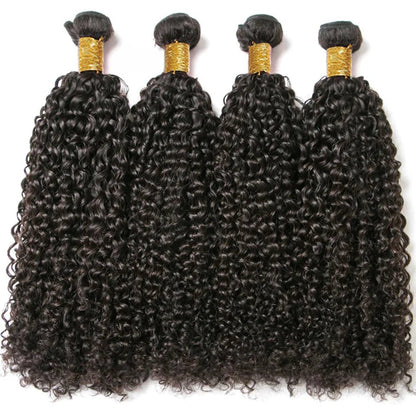 15A Malaysian Kinky Curly Bundles With Frontal Wet and Wavy Water Wave Human Hair Bundles With Closure Natural Virgin Human Hair - EverHype