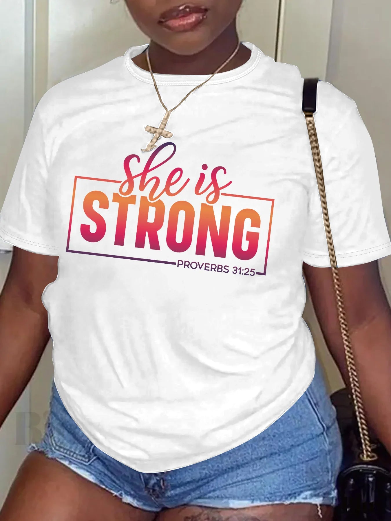 Women Plus Size Clothing Summer Round Neck Short Sleeve Printed Letter Gradient Color Casual Plus Size T-Shirts Y2k Top - EverHype