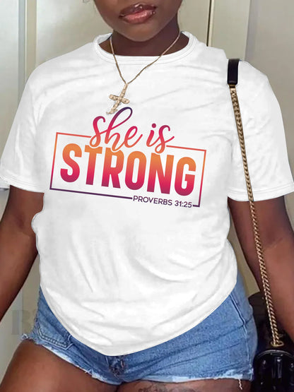 Women Plus Size Clothing Summer Round Neck Short Sleeve Printed Letter Gradient Color Casual Plus Size T-Shirts Y2k Top - EverHype