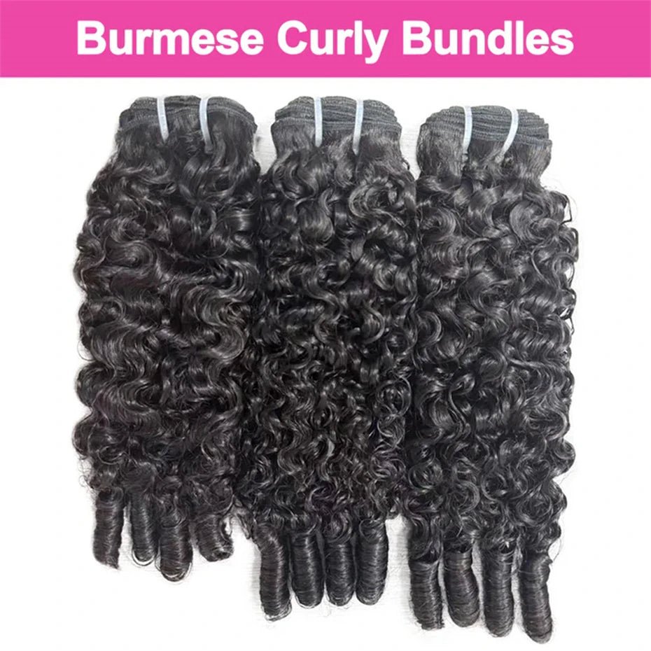 15A Burmese Curly Bundles Human Hair Raw Unprocessed Human Hair Extensions Super Double Drawn Vietnamese 1/3/4 Human Hair Bundle - EverHype