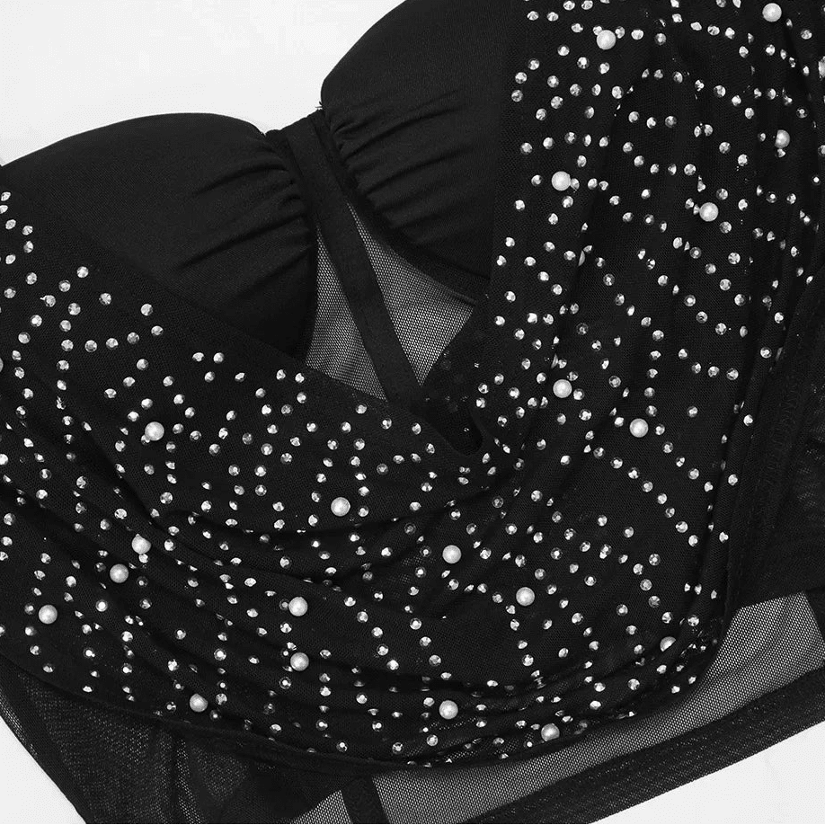 Diamond Rhinestone Midi Skirt & Strap Crop Top Set - 2 - Piece Sexy Party Outfit | EverHype 2026 - EverHype