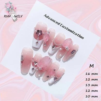 Fake Nails y2k Rainbow Discoloration Effect Handmade Tips Shine Chameleon Flakes Hologram Mirror Manicure Gothic Press on Nails - EverHype