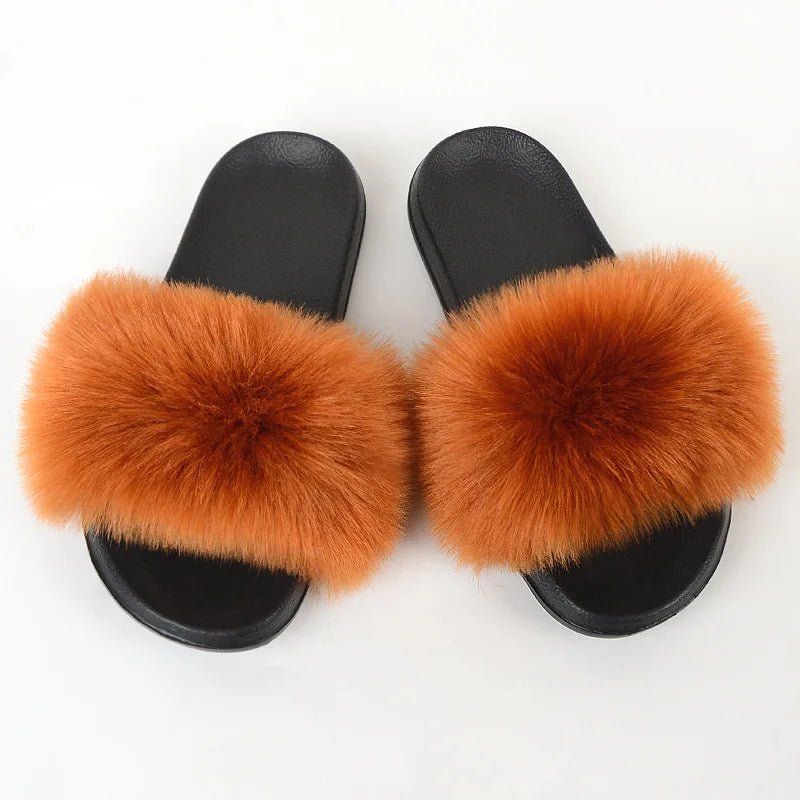 Luxury Fluffy Fur Slippers - Women's Indoor Warm Plush Slides - EverHype