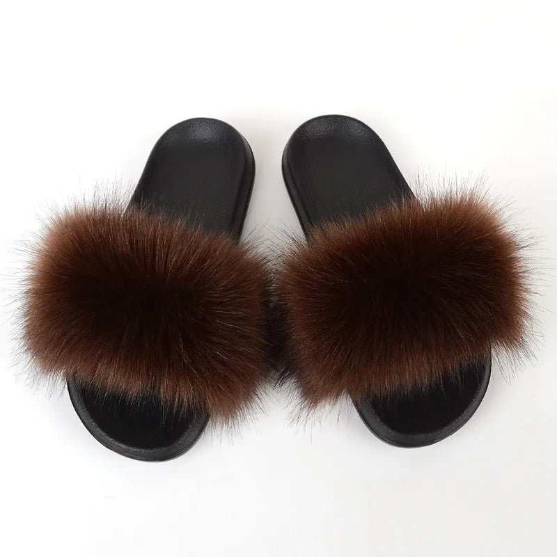 Luxury Fluffy Fur Slippers - Women's Indoor Warm Plush Slides - EverHype
