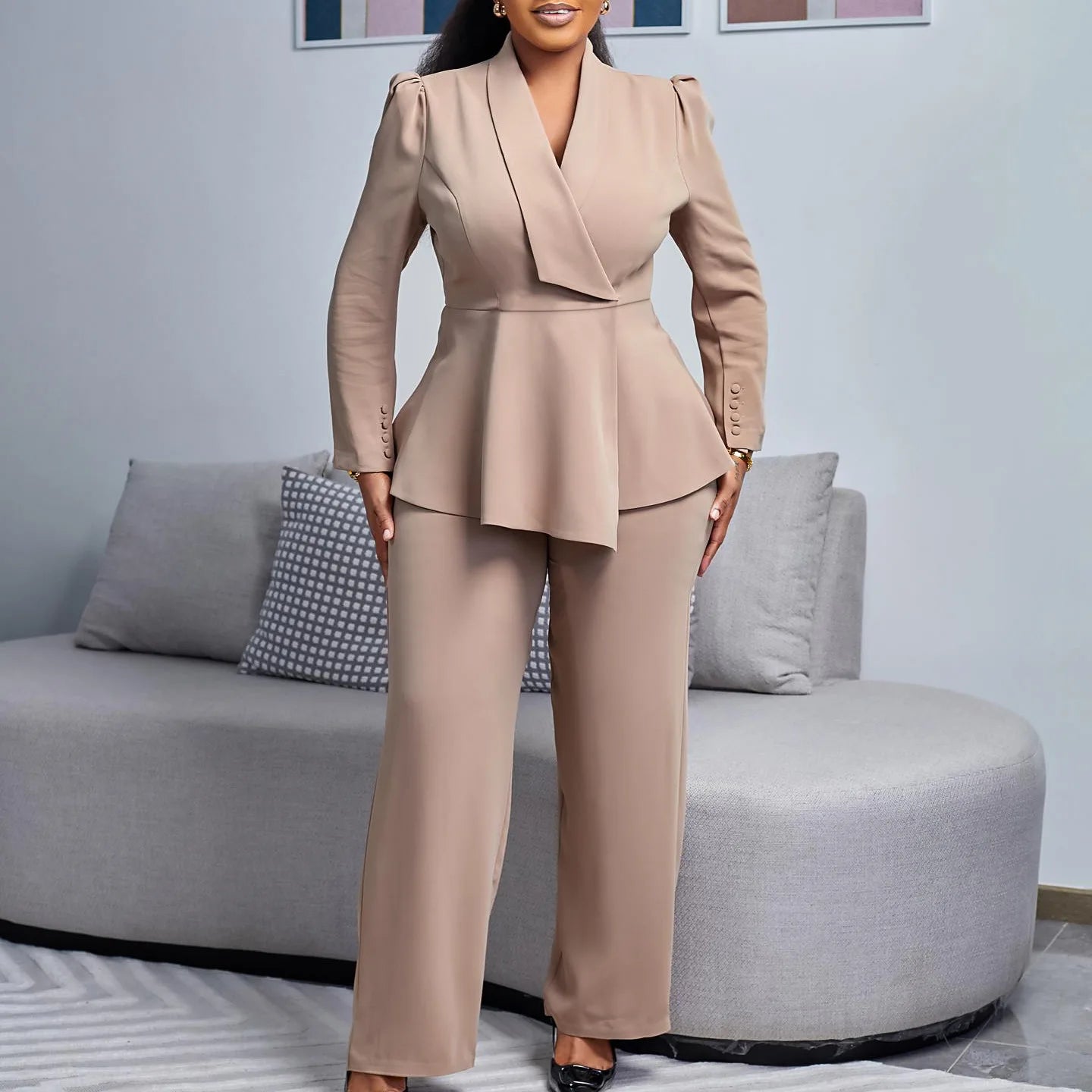 2 Piece Women Sets 2025 New Arrival Plus Size Spring Autumn Matching Sets Red Two Pieces Sets Top Pants Suits Outfits Clothing - EverHype