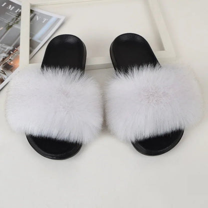 Luxury Fluffy Fur Slippers - Women's Indoor Warm Plush Slides - EverHype