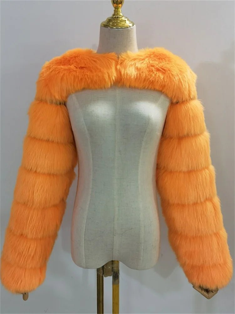 Faux Fur Jacket - Cropped Long Sleeve Coat for Women | Winter Warm Clothes - EverHype