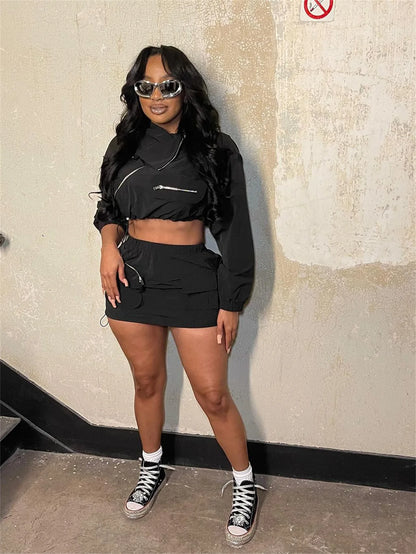 Women's 2 - Piece Skirt Set - Zip Jacket & Bodycon Skirt Outfit | Summer Fashion - EverHype