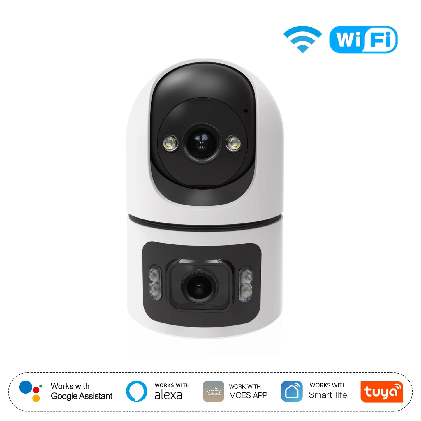 Moes Tuya WiFi Indoor Smart Camera 8MP Dual Screen Lens 2.4G/5G Infrared Night Vision Motion Detection Auto Track Two - Way Audio - EverHype