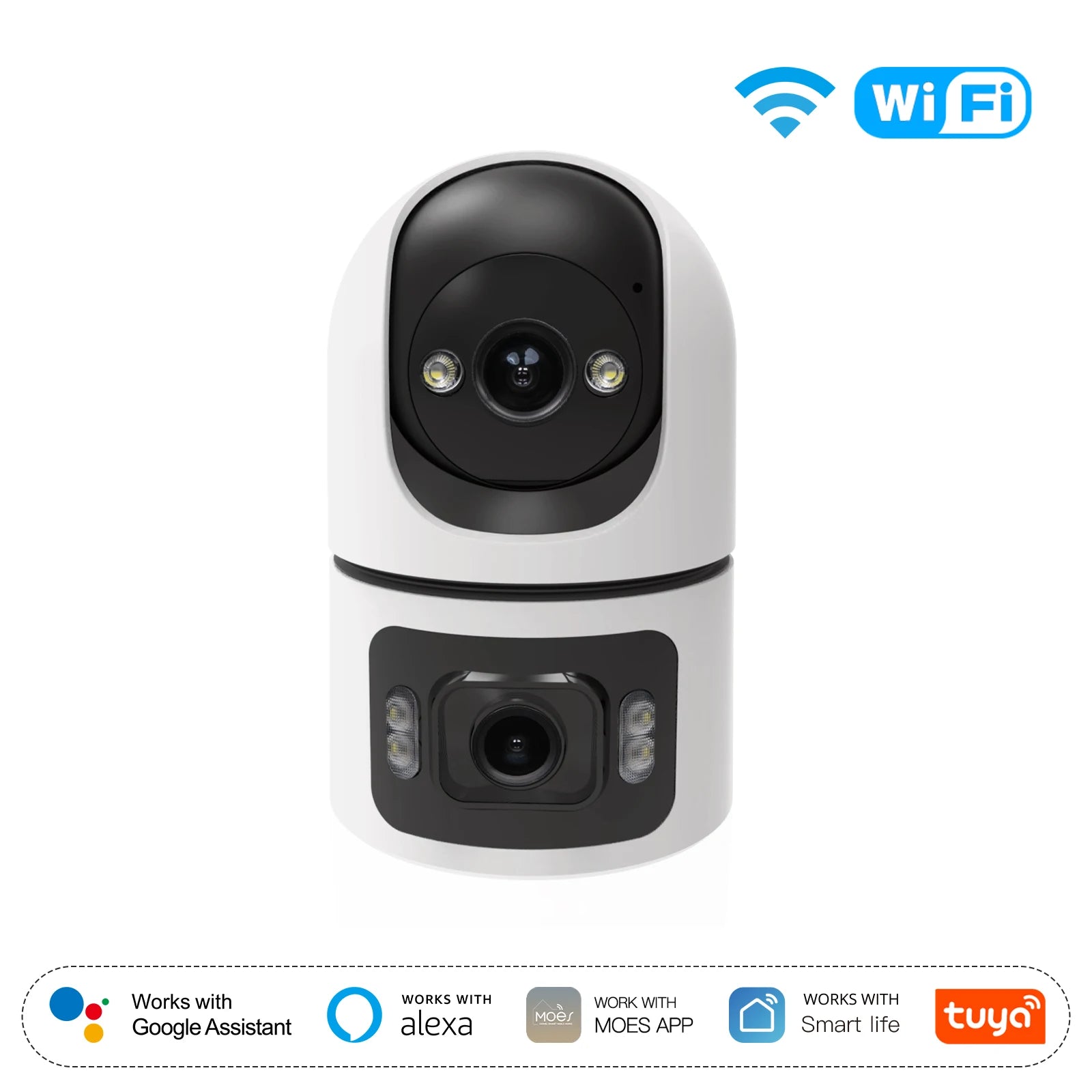 Moes Tuya WiFi Indoor Smart Camera 8MP Dual Screen Lens 2.4G/5G Infrared Night Vision Motion Detection Auto Track Two - Way Audio - EverHype