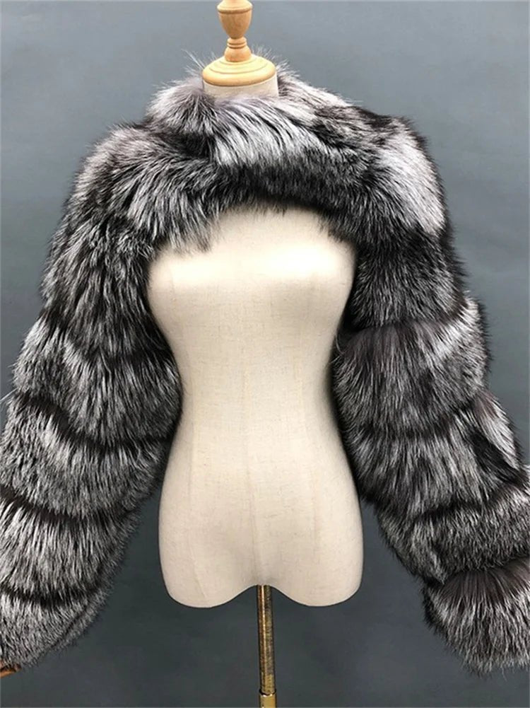 Faux Fur Jacket - Cropped Long Sleeve Coat for Women | Winter Warm Clothes - EverHype