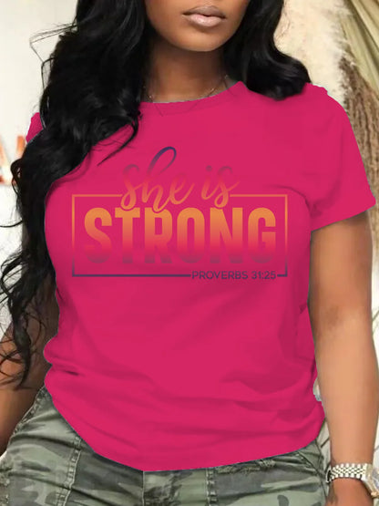 Women Plus Size Clothing Summer Round Neck Short Sleeve Printed Letter Gradient Color Casual Plus Size T-Shirts Y2k Top - EverHype