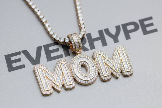 Custom Name Necklace - Personalized Baguette Pendant Gold Plated for Men - EverHype