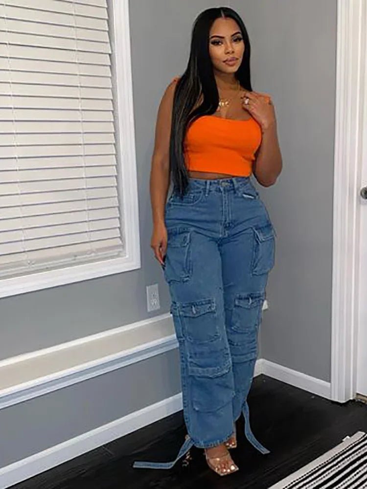 Wmstar Jeans Women Denim Bottom Boy Friend Straight Cargo Pants High Waist Korean New Fashion Streetwear Wholesale Dropshipping - EverHype