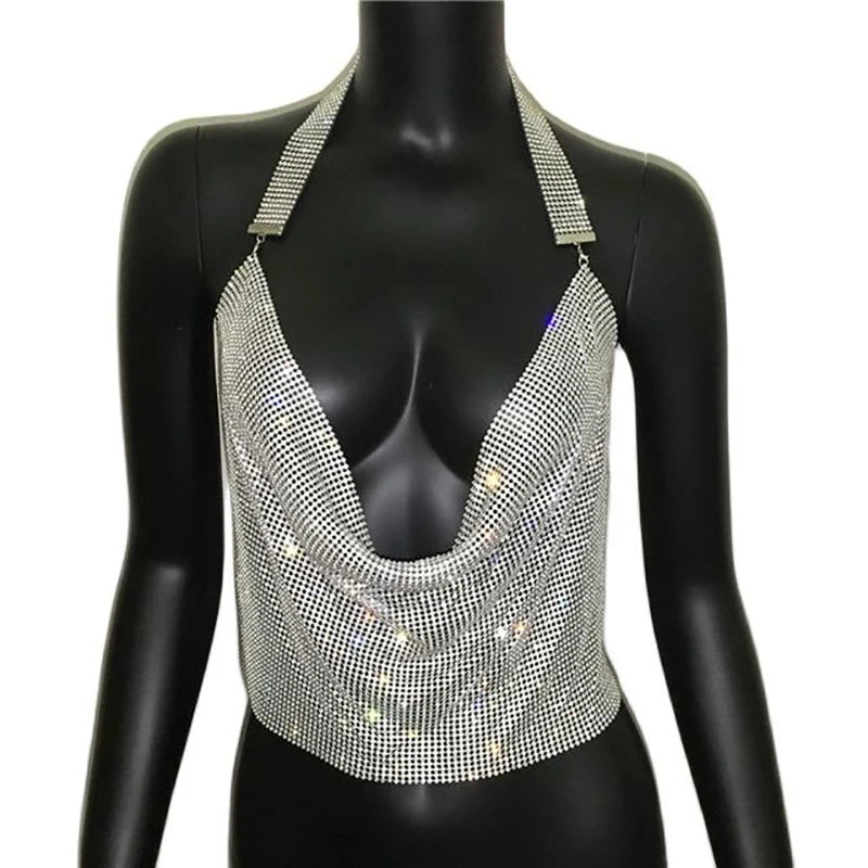 Festival Rhinestone Backless Crop Top - Glitter Party Tank | EverHype 2026 - EverHype